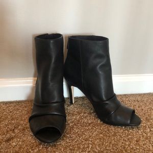 Open toe leather booties